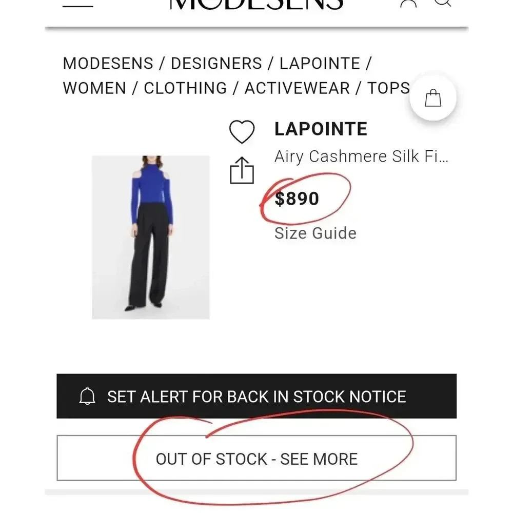 LAPOINTE Airy Cashmere Silk Fitted Cut Out Top In IndigoLarge Cold Should… - Picture 3 of 16